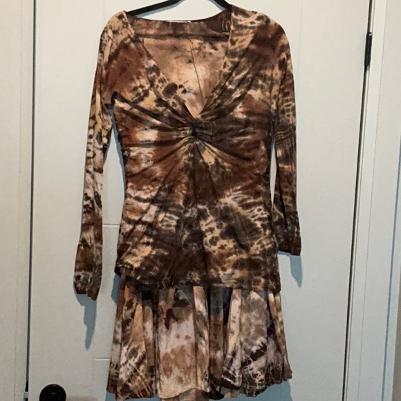 Tie-Dye Brown and Black Women's 2 piece maxi dress by Karen - Picture 1 of 6